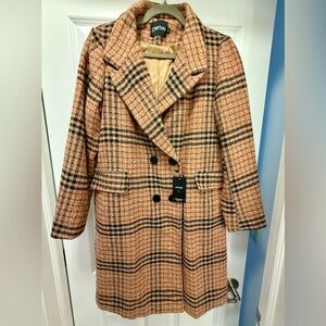 Plaid Double-Breasted Wool-Blend Coat